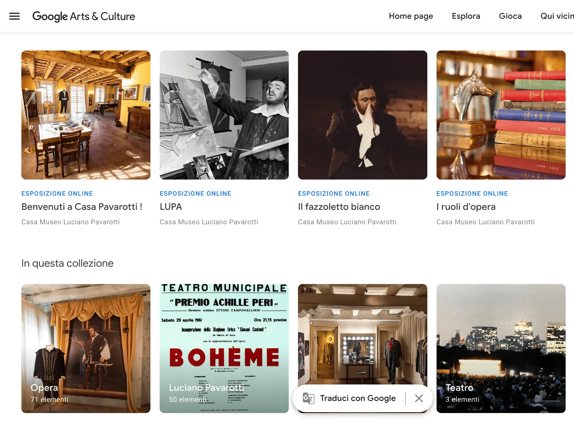 Casa Museo Pavarotti su Google Arts & Culture | 2021